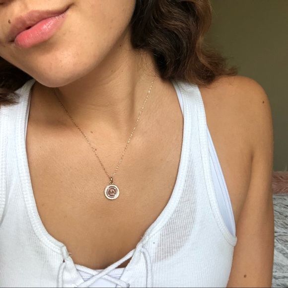 Michael Kors Jewelry - Michael Kors Rose Golden Diamond Circular Necklace